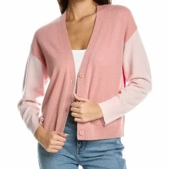 women Philosophy Tri-Colorblocked Over Washed Cashmere Cardigan