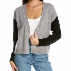 women Philosophy Tri-Colorblocked Over Washed Cashmere Cardigan