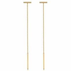 Fremada women 14k Yellow Gold Bar Dangle Earrings, 2.5"