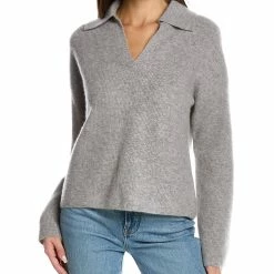 women Philosophy Over Washed Johnny Collar Cashmere Sweater