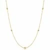 Fremada women 14k Yellow Gold Cube And Bead Station Necklace (18 inch)