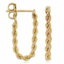Fremada women 14k Yellow Gold Rope Chain Earrings