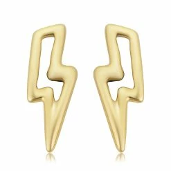 Fremada women 14k Yellow Gold Lightning Bolt Stud Earrings