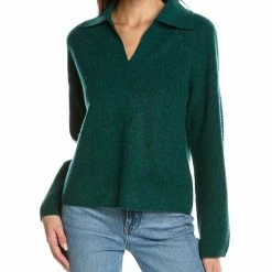 women Philosophy Over Washed Johnny Collar Cashmere Sweater