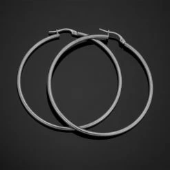 Fremada women 10k White Gold 2x50mm Round Hoop Earrings