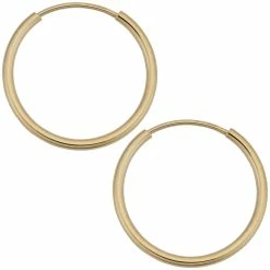 Fremada women 14k Yellow Gold 1mm Thick 14mm Round Tube Endless Hoop Earrings