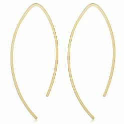 Fremada women 14k Yellow Gold Wishbone Threader Earrings