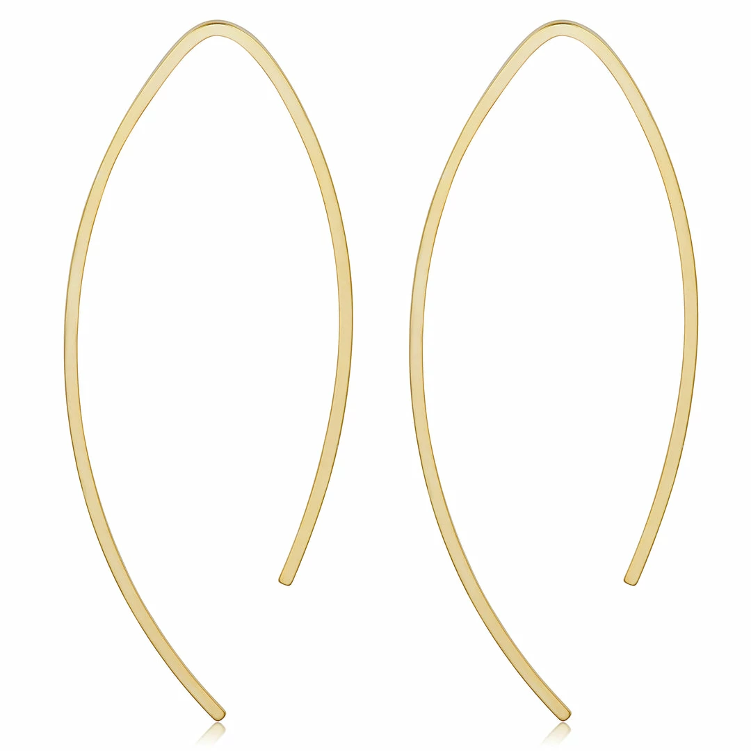 Fremada women 14k Yellow Gold Wishbone Threader Earrings