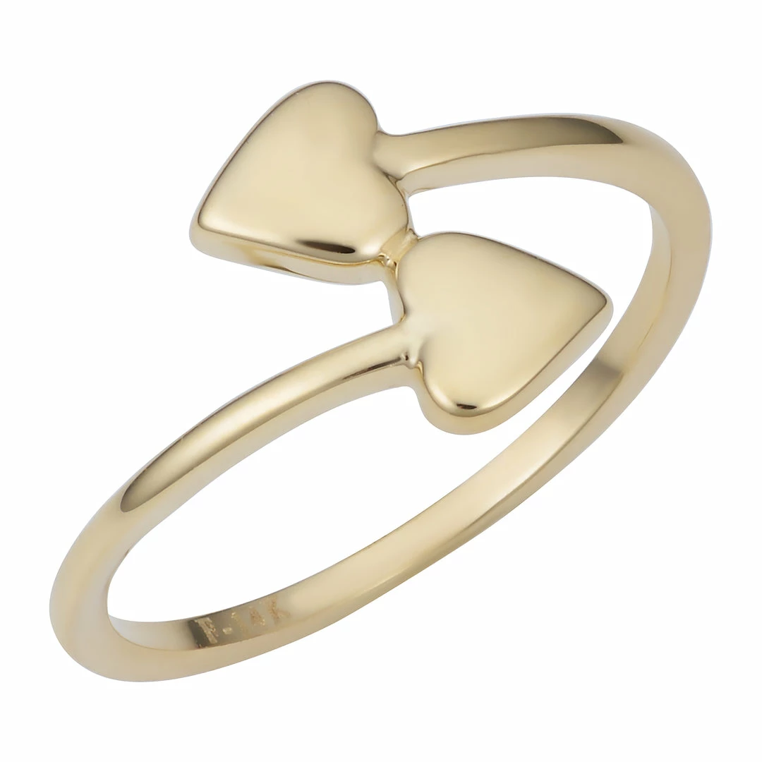 Fremada women 14k Yellow Gold Double Heart Bypass Ring