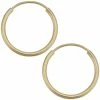 Fremada women 14k Yellow Gold 1mm Thick 12mm Round Tube Endless Hoop Earrings