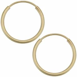Fremada women 14k Yellow Gold 1mm Thick 12mm Round Tube Endless Hoop Earrings