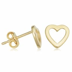 Fremada women Minimalist 14k Yellow Gold Small Heart Stud Conch Cartilage Earrings