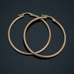 Fremada women 14k Rose Gold Hoop Earrings (35 mm)