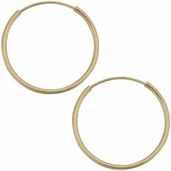 Fremada women 14k Yellow Gold 1mm Thick 18mm Round Tube Endless Hoop Earrings