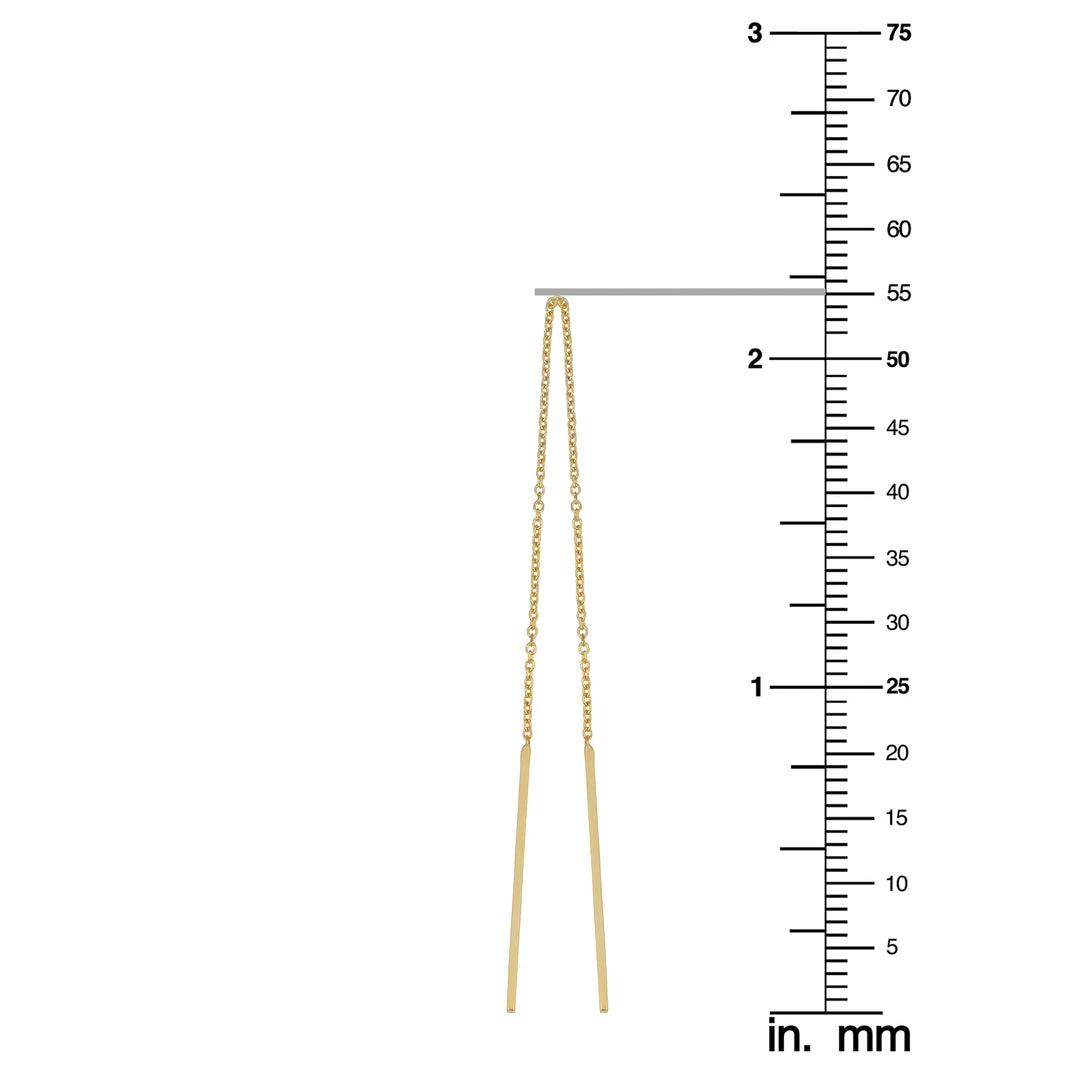 Fremada women 14k Yellow Gold Bar Threader Earrings - Image 2