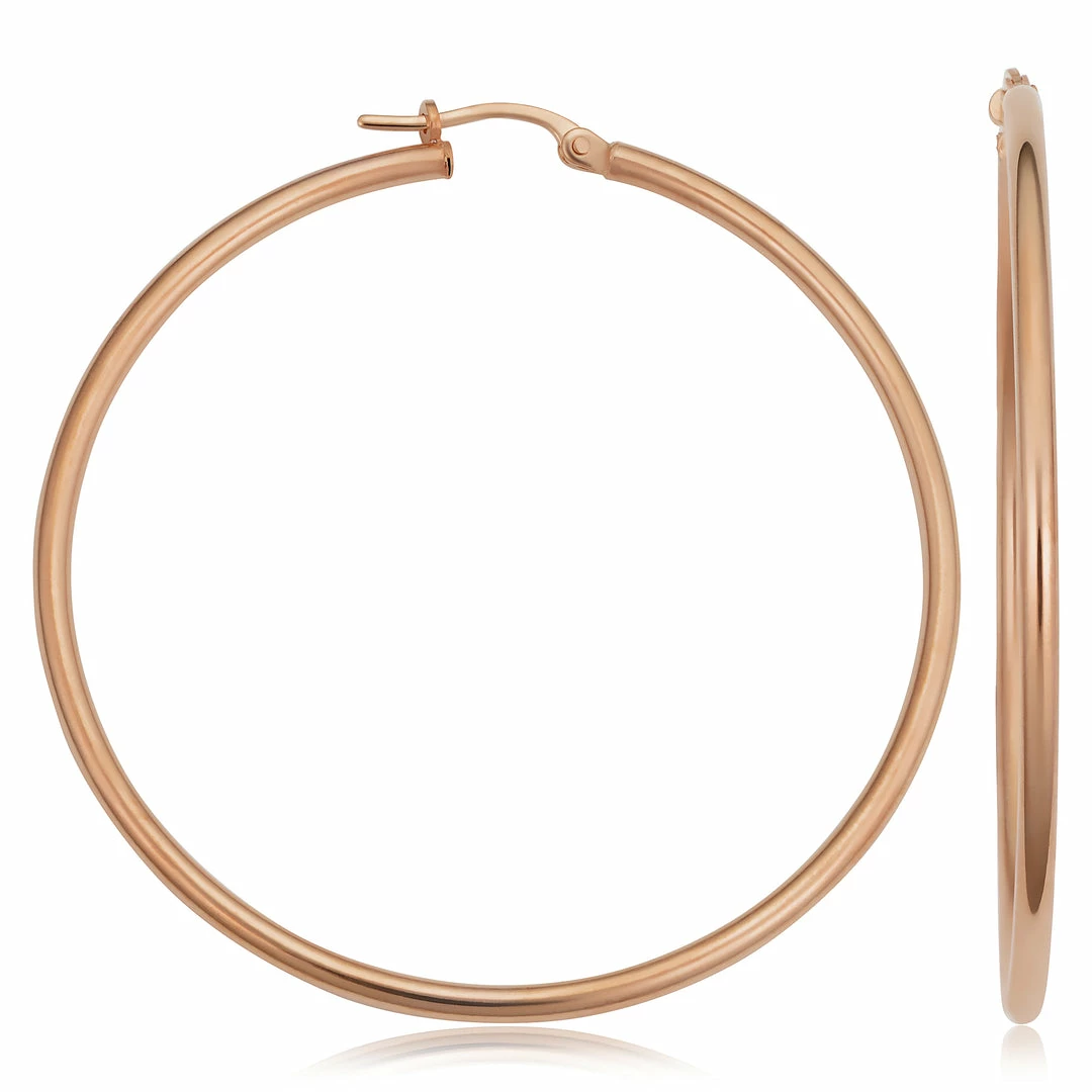 Fremada women 14k Rose Gold Hoop Earrings (45 mm) - Image 2