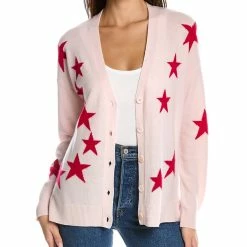 women Philosophy Star Intarsia High-Low Cashmere Cardigan