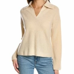 women Philosophy Over Washed Johnny Collar Cashmere Sweater