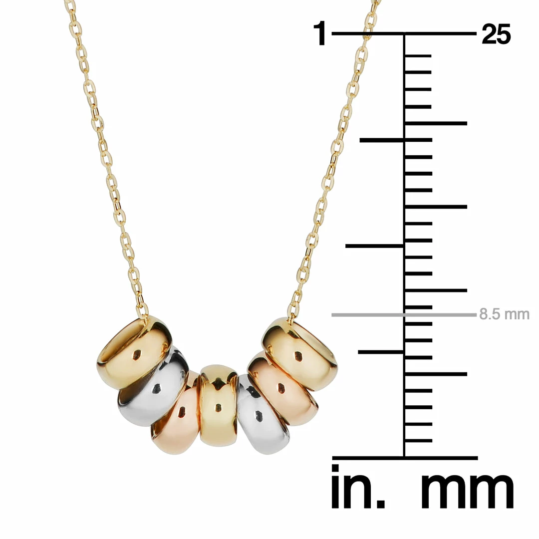 Fremada women 10k Tricolor Gold Seven Lucky Rings Necklace Minimalist Jewelry (adjusts to 17 or 18 inch) - Image 3