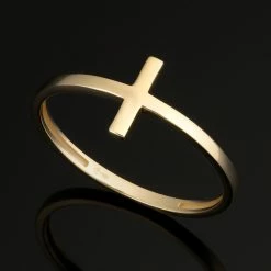 Fremada women 10k Yellow Gold High Polish Cross Ring