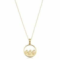 Fremada 14k Yellow Gold Ocean Water Waves Pendant Rope Chain Necklace For Women (18 inch)