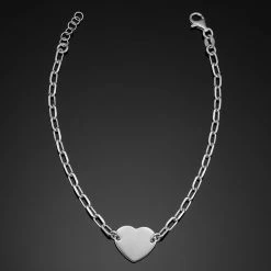 Fremada women 925 Sterling Silver With Rhodium Plating Heart Bracelet (adjustable from 7 - 7.5 inch)