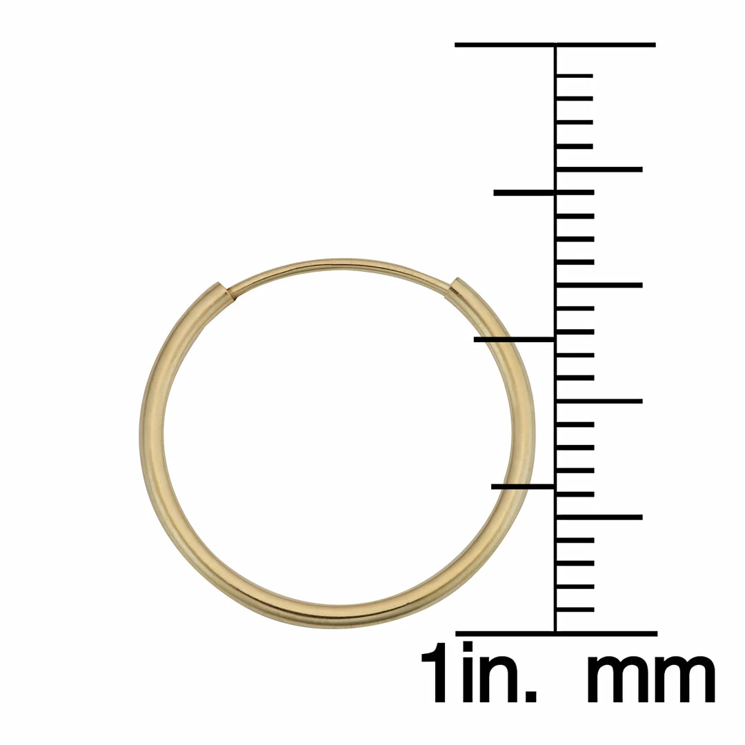 Fremada women 14k Yellow Gold 1mm Thick 16mm Round Tube Endless Hoop Earrings - Image 3