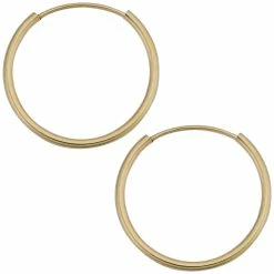 Fremada women 14k Yellow Gold 1mm Thick 16mm Round Tube Endless Hoop Earrings