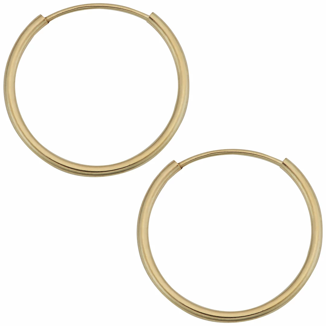 Fremada women 14k Yellow Gold 1mm Thick 16mm Round Tube Endless Hoop Earrings