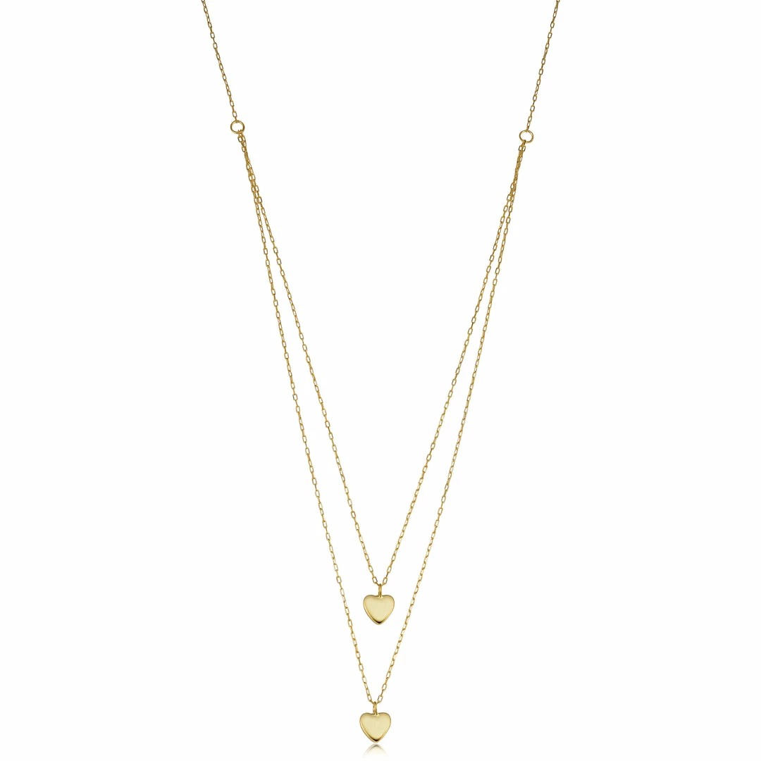 Fremada women 14k Yellow Gold Heart Layered Necklace (adjusts to 17 or 18 inch)