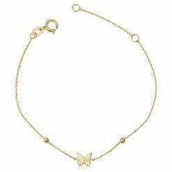 Fremada women 14k Yellow Gold Butterfly Bead Adjustable Length Bracelet (adjust to 5.5" or 6.5")