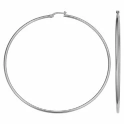 Fremada women 14k White Gold Large Hoop Earrings (2x70mm)