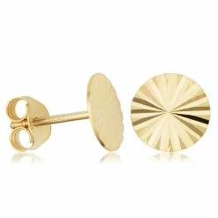 Fremada women 14k Yellow Gold 8mm Diamond-Cut Disc Stud Earrings Minimalist Jewelry