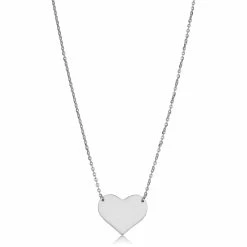 Fremada women 10k White Gold High Polish Heart Necklace (18 inch)