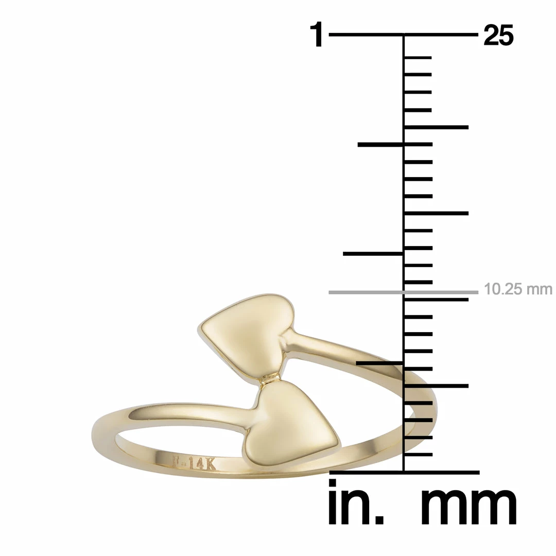 Fremada women 14k Yellow Gold Double Heart Bypass Ring - Image 3