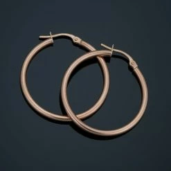 Fremada women 14k Rose Gold 2x25mm Polished Hoop Earrings