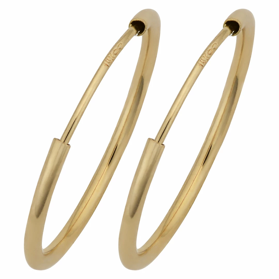 Fremada women 14k Yellow Gold 1mm Thick 16mm Round Tube Endless Hoop Earrings - Image 2