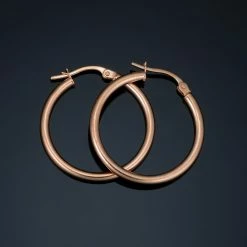 Fremada women 10k Rose Gold Polished Hoop Earrings (2x20 mm)