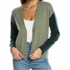 women Philosophy Tri-Colorblocked Over Washed Cashmere Cardigan