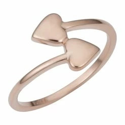 Fremada women 14k Rose Gold Double Heart Bypass Ring