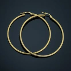 Fremada women 14k Yellow Gold Hoop Earrings (2x45 mm)