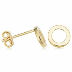 Fremada women Minimalist 14k Yellow Gold Circle O Stud Conch Cartilage Earrings