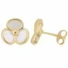 Fremada women 14k Yellow Gold Mother of Pearl Flower Earrings