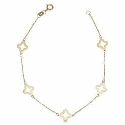 Fremada women 14k Yellow Gold 7.9mm Clover Flower Bracelet (7.5 inch)