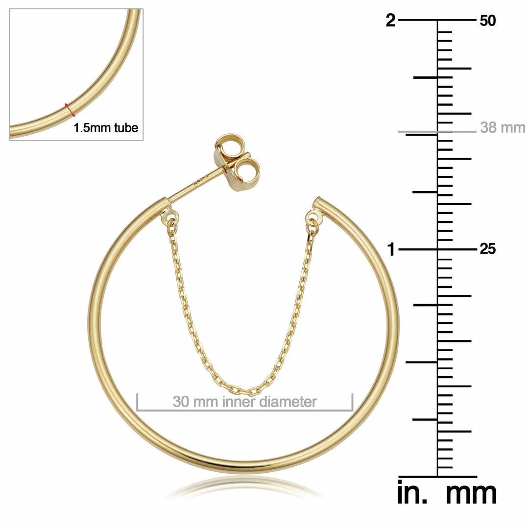 Fremada women 14k Yellow Gold Open Hoop Chain Earrings - Image 3