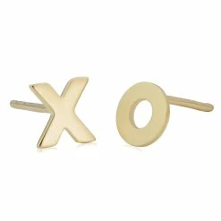Fremada women 14k Yellow Gold Xo Hugs And Kisses Stud Earrings