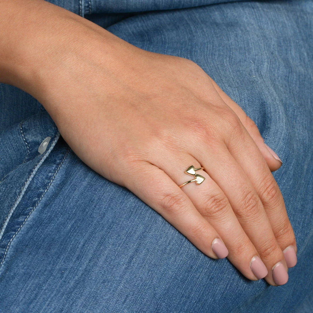 Fremada women 14k Yellow Gold Double Heart Bypass Ring - Image 2