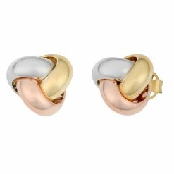 Fremada women 14k Tri-Color Gold Polished Love Knot Earrings