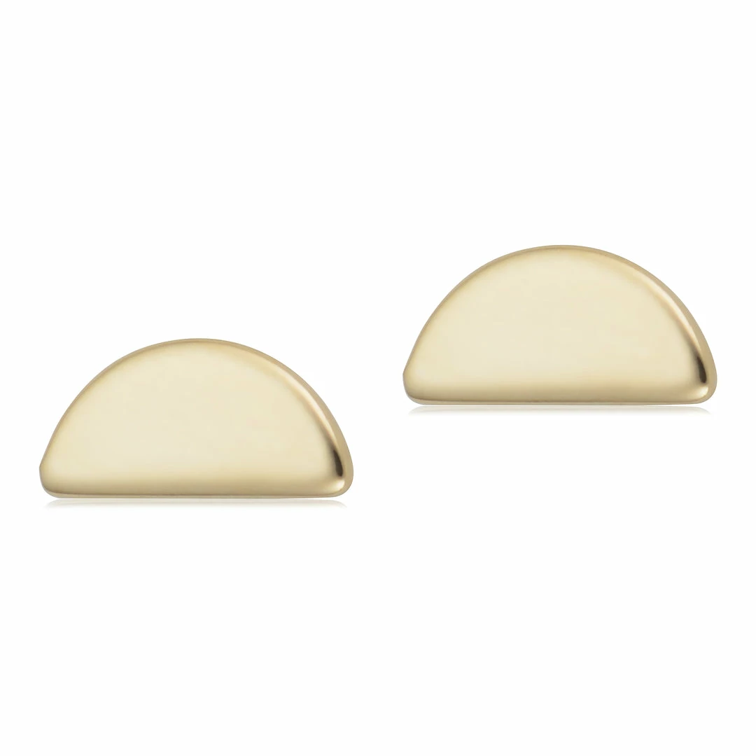 Fremada women 14k Yellow Gold Half Moon Half Circle Stud Earrings - Image 3