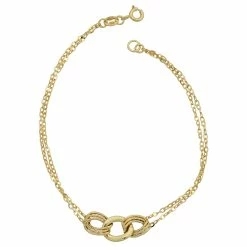 Fremada women 14k Yellow Gold Triple Link and Double Strand Bracelet (7.5 inches)